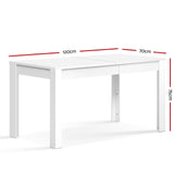Artiss Dining Table Rectangular 4 Seater 120CM White Natu - Front View