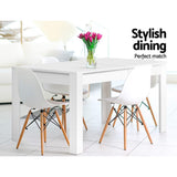 Artiss Dining Table Rectangular 4 Seater 120CM White Natu - Side View