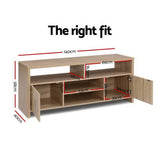 Artiss TV Cabinet Entertainment Unit 140cm Oak Ken - Top-Down View