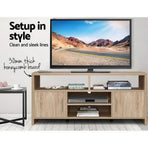Artiss 140cm oak TV cabinet entertainment unit with open shelves, pre-drilled cable holes
