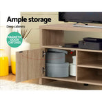 Artiss 140cm oak TV cabinet entertainment unit with open shelves, image 6
