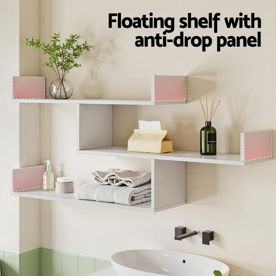 Artiss Floating Wall Shelf 3 Tier White