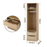 Artiss Wardrobe Clothes Closet Storage Organizer Pine - Side View