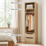 Artiss Wardrobe Clothes Closet Storage Organizer Pine - Close-Up Angle