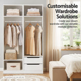 Artiss Wardrobe Clothes Closet Storage Organizer White - Low Angle