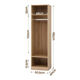 Artiss Wardrobe Clothes Closet Storage Organizer Shelf Pine - Side View
