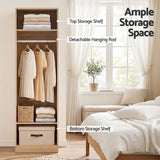 Artiss Wardrobe Clothes Closet Storage Organizer Shelf Pine - 45-Degree Angle