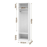 Artiss Wardrobe Clothes Closet Storage Organizer Shelf White - Side View