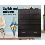 Artiss 6 Chest of Drawers - ANDES Walnut - 45-Degree Angle