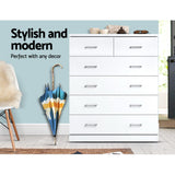 Artiss 6 Chest of Drawers - ANDES White - 45-Degree Angle