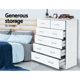 Artiss 6 Chest of Drawers - ANDES White - Rear View