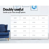 Artiss 6 Chest of Drawers - ANDES White - Low Angle