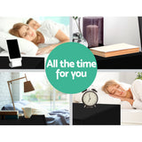 Artiss Bedside Table 2 Drawers Lift-up Storage - COLEY Black - Rear View