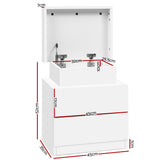 Artiss Bedside Table 2 Drawers Lift-up Storage - COLEY White - Front View