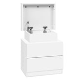 Artiss Bedside Table 2 Drawers Lift-up Storage - COLEY White - Close-Up Angle