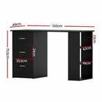 Artiss Computer Desk Drawer Shelf Cabinet Black 120CM, image 2