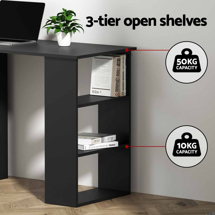Artiss Computer Desk Drawer Shelf Cabinet Black 120CM, image 4