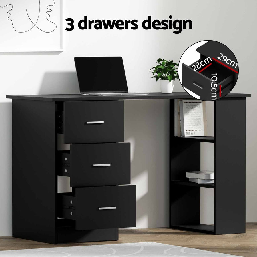 Artiss Computer Desk Drawer Shelf Cabinet Black 120CM, image 5
