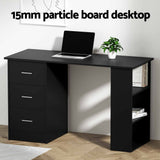 Artiss Computer Desk Drawer Shelf Cabinet Black 120CM - Rear View