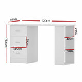 Artiss Computer Desk Drawer Shelf Cabinet White 120CM - Front View