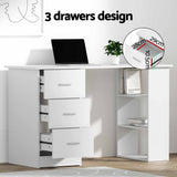 Artiss Computer Desk Drawer Shelf Cabinet White 120CM - 45-Degree Angle