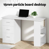 Artiss Computer Desk Drawer Shelf Cabinet White 120CM - Rear View