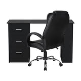Artiss Computer Desk 120cm Executive Office Chair Set PU Leather High Back Black - Side View