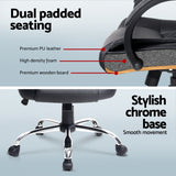 Artiss Computer Desk 120cm Executive Office Chair Set PU Leather High Back Black - Rear View