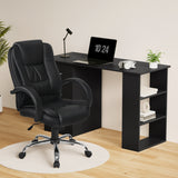 Artiss Computer Desk 120cm Executive Office Chair Set PU Leather High Back Black - Close-Up Angle