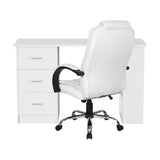 Artiss Computer Desk 120cm Executive Office Chair Set PU Leather High Back White - Side View