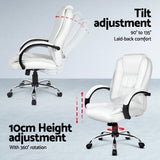 Artiss Computer Desk 120cm Executive Office Chair Set PU Leather High Back White - 45-Degree Angle