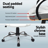 Artiss Computer Desk 120cm Executive Office Chair Set PU Leather High Back White - Rear View