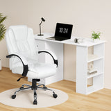 Artiss Computer Desk 120cm Executive Office Chair Set PU Leather High Back White - Close-Up Angle