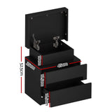 Artiss Bedside Table LED 2 Drawers Lift-up Storage - COLEY Black - Side View