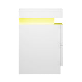 Artiss Bedside Table LED 2 Drawers Lift-up Storage - COLEY White - Top-Down View