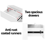 Artiss 2X Bedside Table LED 2 Drawers Lift-up Storage - COLEY White