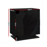 Artiss Bedside Table LED 3 Drawers - MORI Black - Front View