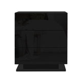 Artiss Bedside Table LED 3 Drawers - MORI Black - Side View