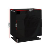 Artiss 2x Bedside Table LED 3 Drawers - MORI Black - Side View