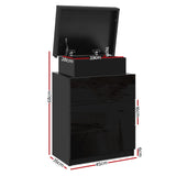Artiss Bedside Table LED 3 Drawers - COLEY Black - Front View