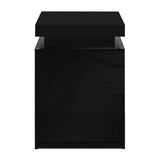 Artiss Bedside Table LED 3 Drawers - COLEY Black - Side View