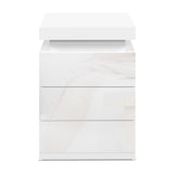 Artiss Bedside Table LED 3 Drawers - COLEY White - Side View