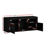 Artiss Entertainment Unit TV Cabinet LED 160cm Black Bobi - Top-Down View