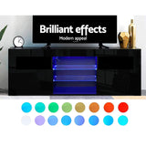 Artiss Entertainment Unit TV Cabinet LED 160cm Black Bobi - 45-Degree Angle