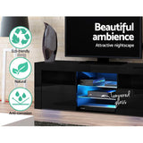 Artiss Entertainment Unit TV Cabinet LED 160cm Black Bobi - Rear View