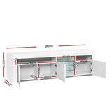 Artiss Entertainment Unit TV Cabinet LED 180cm White Bobi - Top-Down View