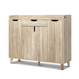 Artiss Shoe Rack Cabinet 26 Pairs Adjustable Pine Cissy - Side View