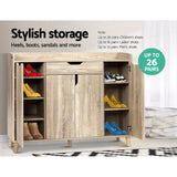 Artiss Shoe Rack Cabinet 26 Pairs Adjustable Pine Cissy - Rear View