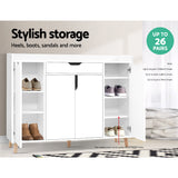 Artiss Shoe Rack Cabinet 26 Pairs Adjustable White Cissy - 45-Degree Angle