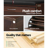 Artiss Shoe Rack Cabinet Bench15 Pairs Walnut Kyla - Top-Down View